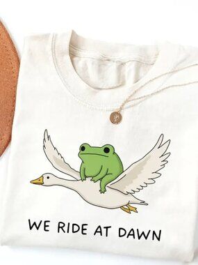 We Ride At Dawn Tshirt, Funny Frog And Goose Tee, Cute Animal Shirt